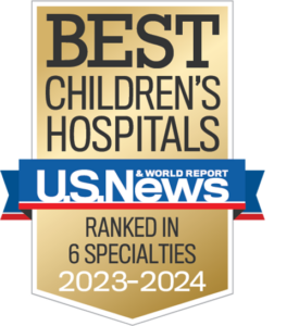 The US News & World Report badge recognizing Norton Children's ranking in three specialties is shown