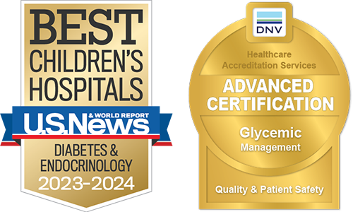 USNWR best hospitals for diabetes & endocrinology and DNV certification for glycemic management are shown